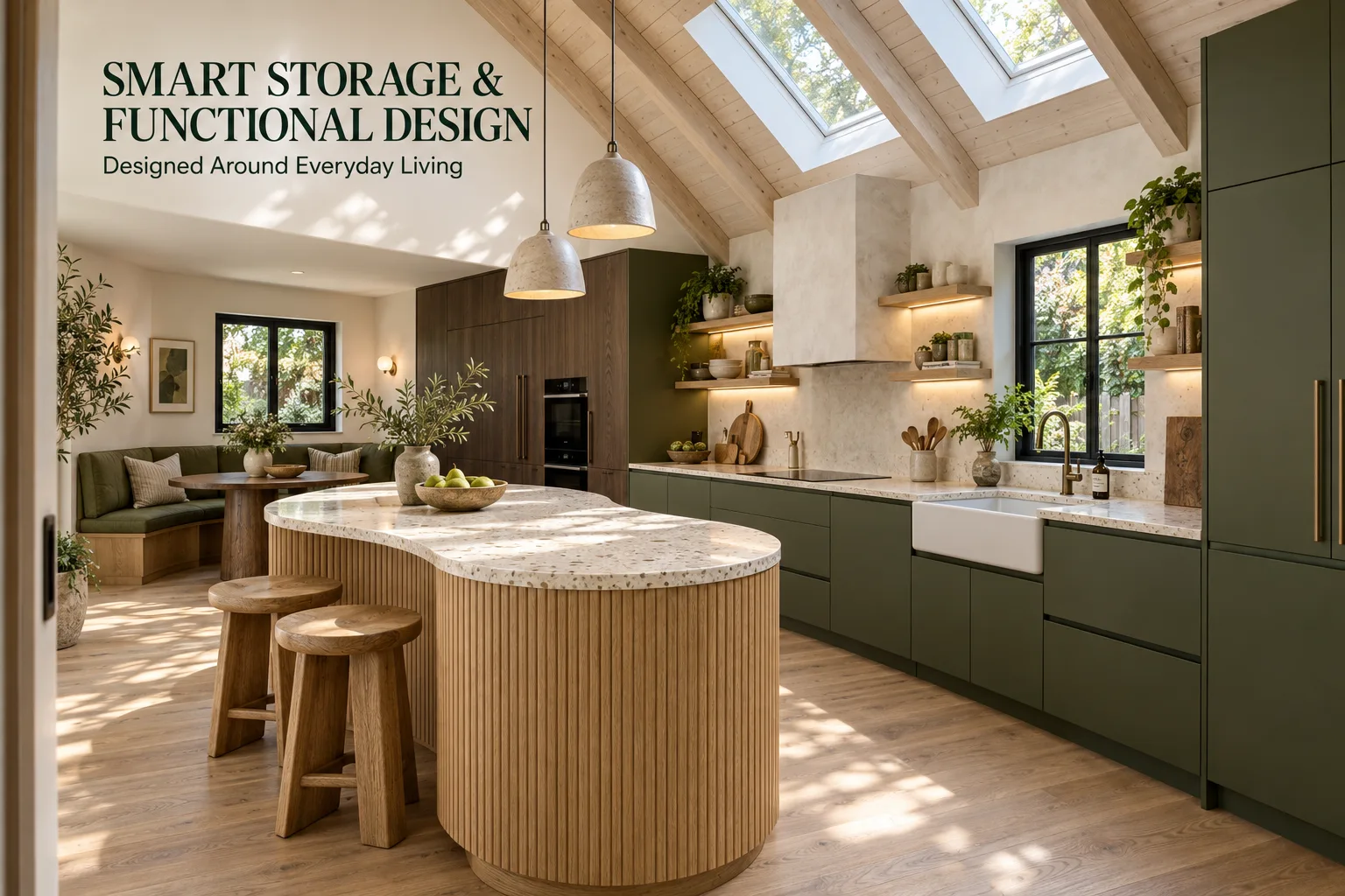 Modern kitchen island with practical lighting in an Auckland home