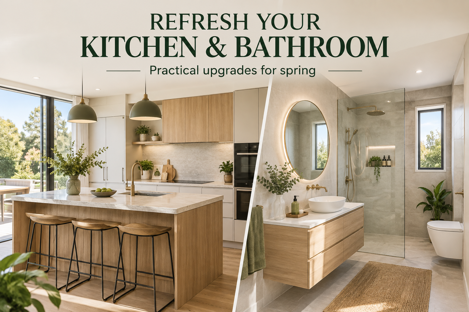 Kitchen and bathroom renovation ideas for Auckland homes in spring